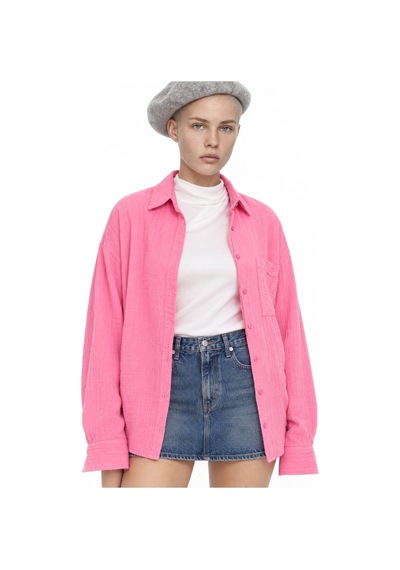Hiccup Mixray Cep Detaylı Oversize Gömlek Pembe