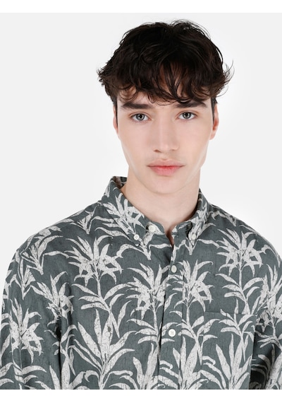Colin's Colins Regular Fit Shirt Yaka Desenli Yeşil Erkek Uzun Kol Gömlek Cl1067541 Q1.v2 Kha Haki