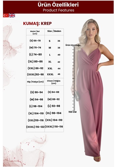 Khi-zai Kadın İnce Askılı Modern Tulum Pembe