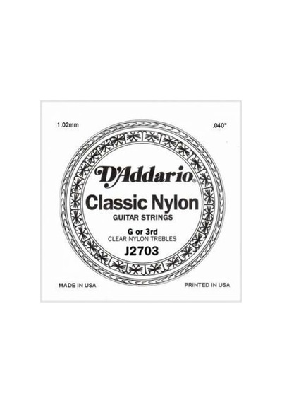 D'addario J2703 Klasik Sol Tek Tel Clear Nylon Normal Tension Sol