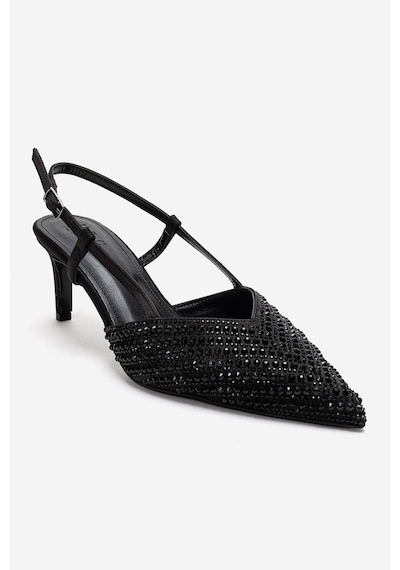 Luvishoes Elodıe Siyah Siyah Taşlı Kadın İnce Topuklu Abiye Ayakkabı