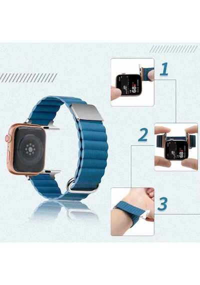 Apple Uyumlu Watch Ultra 49mm Krd-78 Pu Deri Kordon Strap Kayış - Siyah