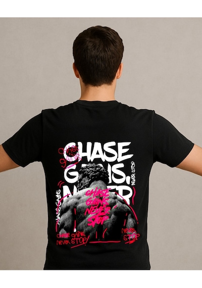 Hugo Boss Chase Baskılı T-shirt Siyah