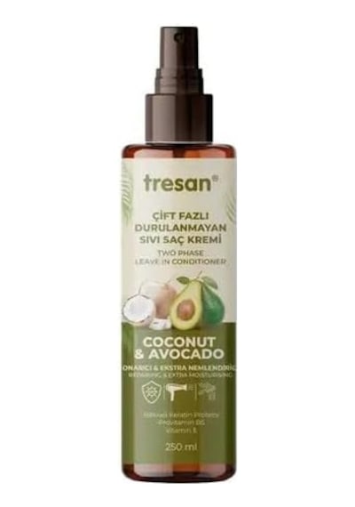 Hindistan Cevizi &amp Avokado Onarıcı Çift Fazlı Durulanmayan Sıvı Saç Kremi Isı Korumalı 250 Ml