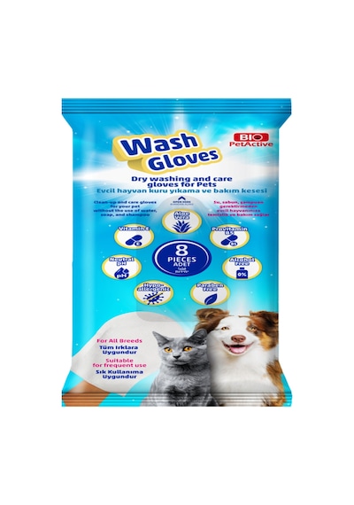 Wash Gloves Evcil Hayvanlar Için Kuru Yıkama Ve Bakım Kesesi 8li