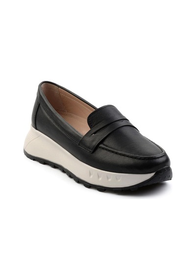 Bambi Siyah Leather Kadın Loafer Ayakkabı K01518015203 Siyah