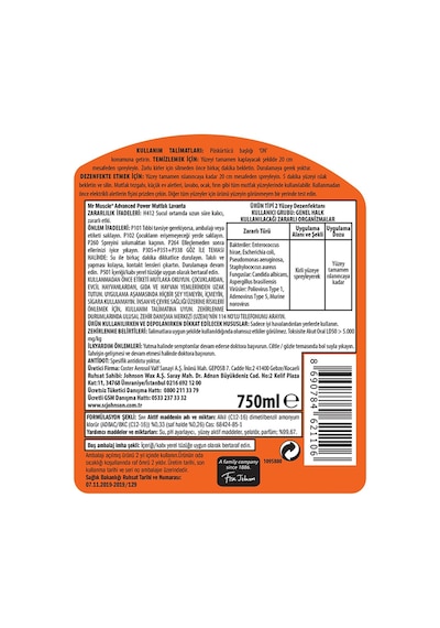 Mr. Muscle Advanced Power Mutfak Temizleyici Lavanta 750Ml
