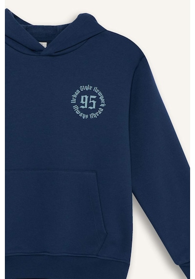 Defacto Erkek Çocuk Kapüşonlu Baskılı İçi Yumuşak Tüylü Sweatshirt E9599a825aube829 Mavi