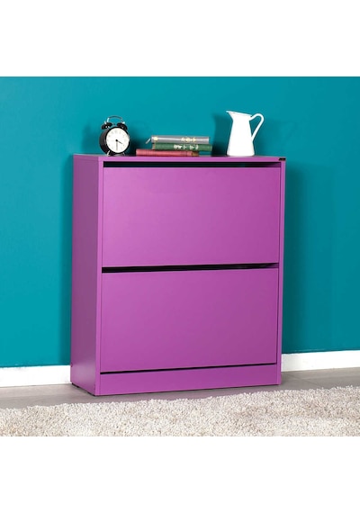 Flat Duo 2 Katlı Geniş Ayakkabılık Dolabı - Mor