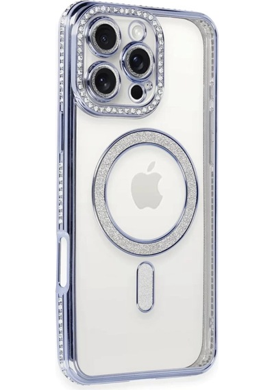 Newface Apple İphone 16 Pro Kılıf Joke Simli Magneticsafe Kılıf - Mavi
