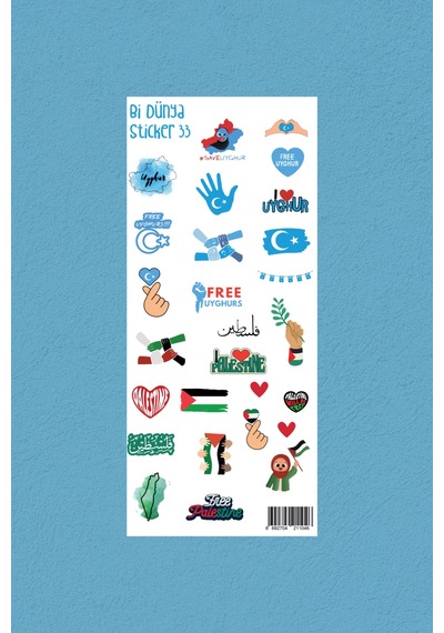 M33 Doğu Türkistan - Filistin Temalı Sticker Seti Çok Renkli