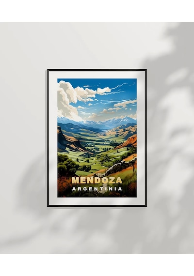 Çerçevesiz Poster Mendoza Dağ Manzarası Ve Yeşil Vadiler