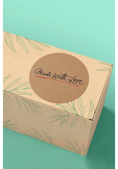 Made With Love Kraft Siyah Sticker 3x3cm St2293 Çok Renkli