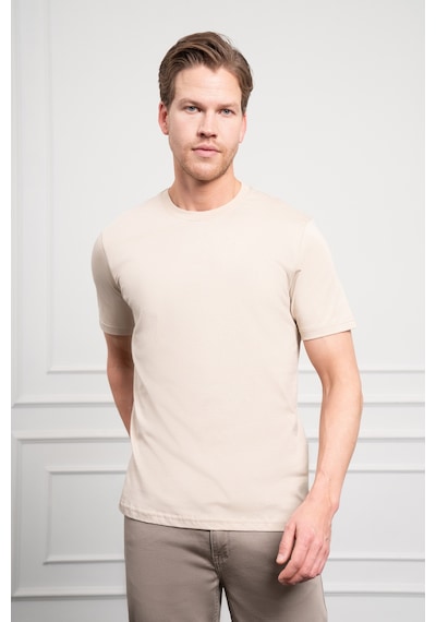 Erkek Bej Basic Bisiklet Yaka Dynamic Fit Pamuk T-shirt 25yc018004653 Bej Bej