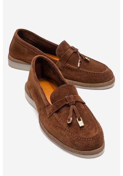 Luvishoes Ilvena Taba Süet Hakiki Deri Kadın Loafer Ayakkabı