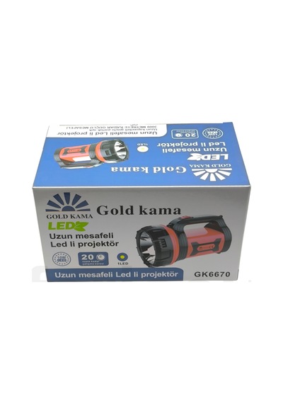 Goldkama Gk6670 Uzun Mesafeli 10w Cree Led Şarjlı Projektör El Feneri - 20 Saat Çalışma Süresi Kırmızı