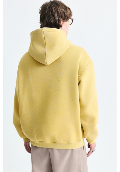 Vamos Numara Baskılı Oversize Sweatshirt Sarı