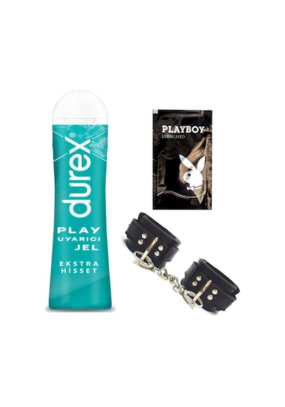 Durex Play Ekstra Hisset Bay Bayan Uyarıcılı Jel 50 Ml + Siyah Deri El Kelepçesi + Hediye