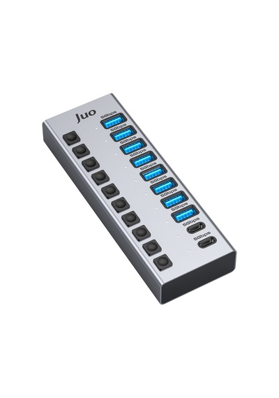 Juo Usb-a 10 Portlu Anahtarlı 8 Usb-a 2 Type-c 5gbps Usb 3.1 Çoklayıcı Dönüştürücü Hub