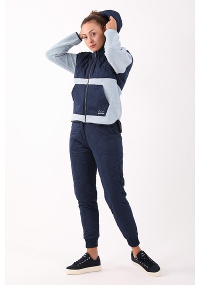 Maraton Sportswear Comfort Kadın Kapşonlu Uzun Kol Outdoor Sisli Mavi Tracktop 21440-sisli Mavi