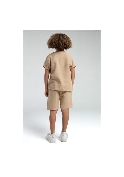 Roly Poly Premium Erkek Çocuk Keten Pamuklu Rahat Kalıp Kısa Kol Bermuda Şortlu Pijama Takım Bej Roly Poly Premium Erkek Çocuk Keten Pamuklu Rahat Kalıp Kısa Kol Bermuda Şortlu Pijama Takım Bej