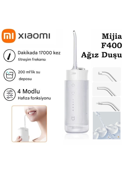 Xiaomi Mijia F400 Şarjlı Ağız Duşu Ve Diş Temizleme Cihazı - Yeni Teknoloji Cloud Sensing İle Hassas Diş Eti Bakımı - 100 Gün Şarj Süresi - Ipx7 Su Geçirmez - Diş Teli Uyumlu