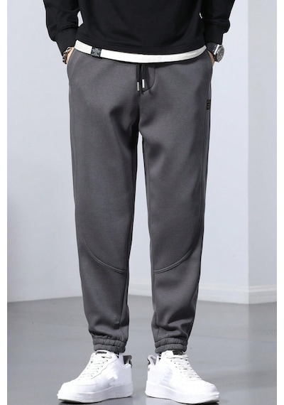 Genius Store Genıus Store Erkek Eşofman İçi Polarlı Bağcıklı Bel Jogger Spor Eşofman Altı Spor-esf001 Füme