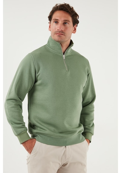 Buratti Pamuklu Regular Fit Yarım Fermuarlı Dik Yaka Erkek Sweat 59052592 Elma Yeşili