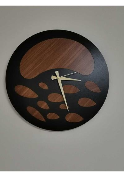 Nova Model Ahşap Duvar Saati 50 X 50 Cm Sessiz Mekanizma Siyah Ceviz Renk