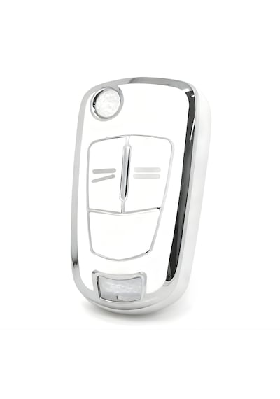 Autohan Keys Opel Astra H, Corsa D, Zafira B, Vectra C, Meriva Uyumlu Anahtar Kılıfı Beyaz & Silver