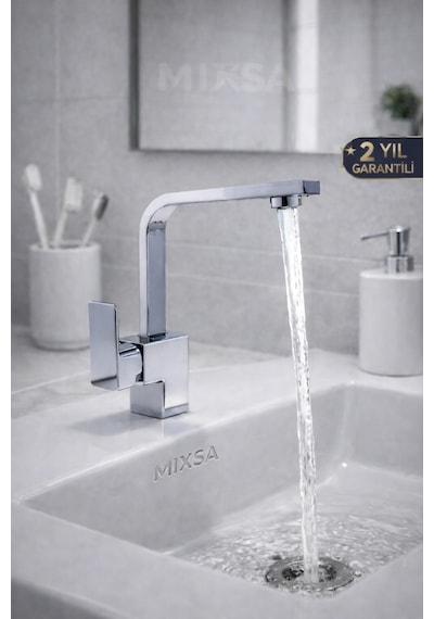 Lüx Krom Kare Lavabo Bataryası Çeşmesi