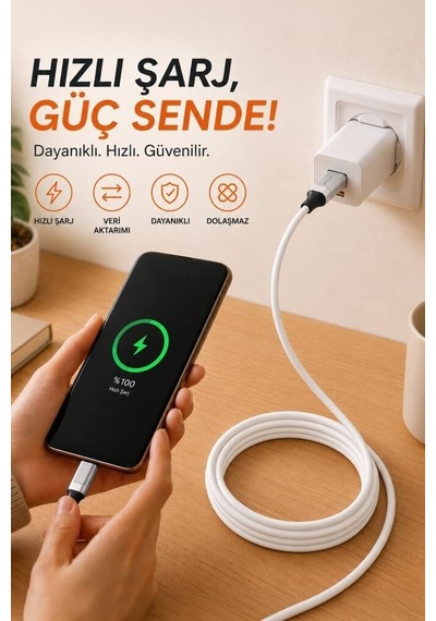 Premium Akıllı Telefon Cep Aksesuarı Beyaz Aksesuar Şarj Kablosu Lightning Silikon 3.0a U15