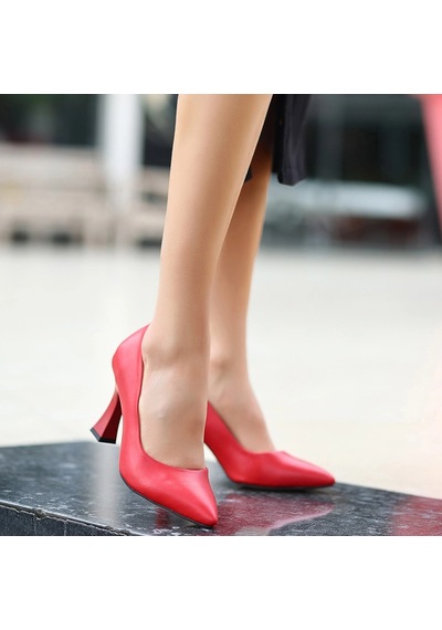 Sepet365 Ulba Kırmızı Cilt Stiletto Ayakkabı