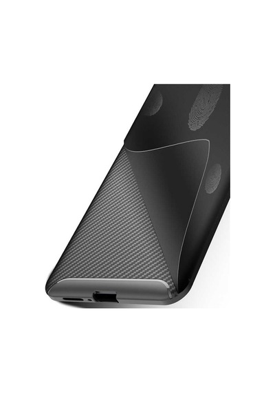 Noktaks - Oppo Reno 10x Zoom Uyumlu Kılıf Parmak İzi Tutmayan Karbon Negro Silikon Kapak - Siyah - T8808