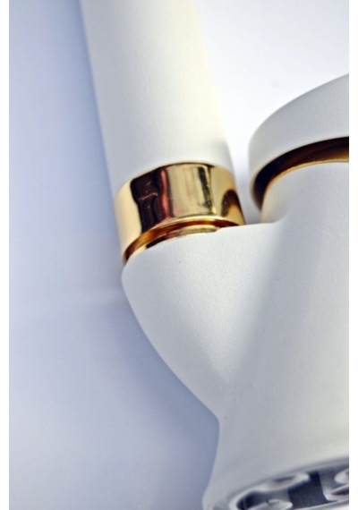 Beyaz Gold Banyo Lavabo Musluğu Bataryası Sıcak Soğuk Çift Su Girişli Diğer