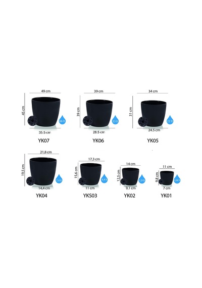 Serinova Yk05 Yakut Saksı No:5 Drenaj Aparatı İle Birlikte 34cm, 22 Litre Siyah Belirtilmemiş