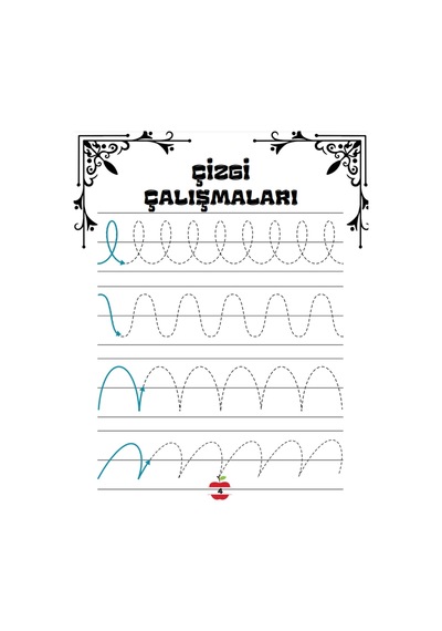 Okul Öncesi Kolaydan Zora Çizgi Çalışmaları Yaz-sil Kitabı