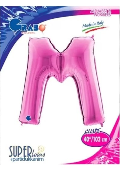 Folyo Harf ''m'' Pembe Renkli 40 Inc 101 Cm-grabo Doğum Günü Balonu Çok Renkli