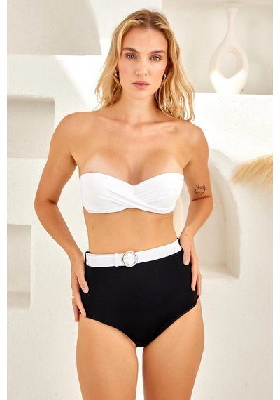 Lapieno Dolgulu Strapez Bikini Takım 4242 Siyah