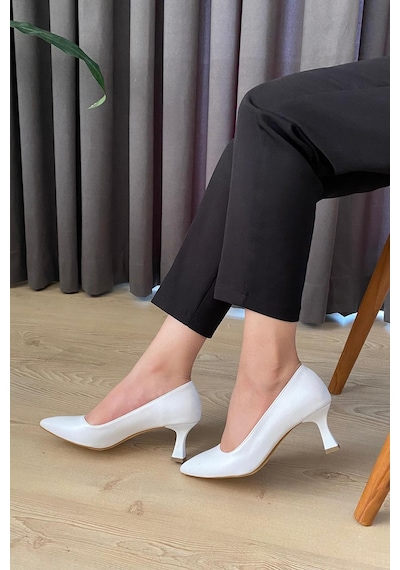 Preshley Kadın Sity Beyaz 6 Cm İnce Topuklu Stiletto Beyaz