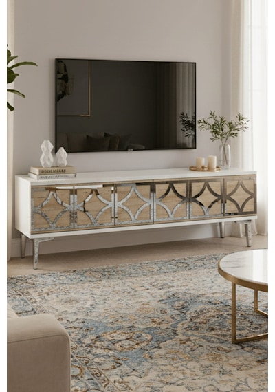 Tsa1237bts - Lemtv120 Tv Stand, Tv Sehpası Beyaz - Traverten - Sılver 120cm Tsa1237bts - Lemtv120 Tv Stand, Tv Sehpası Beyaz - Traverten - Sılver 120cm