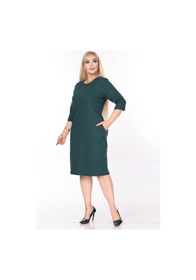 Çift Cepli Desenli Esnek Kışlık Büyük Beden Midi Elbise 45b-2700 Desenli
