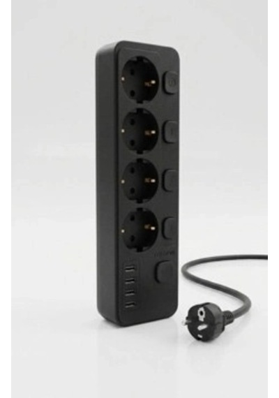 Akım Korumalı 4 Lü Priz 2xusb 2xtype-c Çıkış Yüksek Gerilim Koruma Priz Çoğaltıcı 0