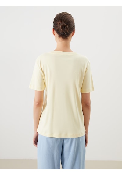 Lcw Comfort Sarı %100 Pamuklu Kadın Tişört