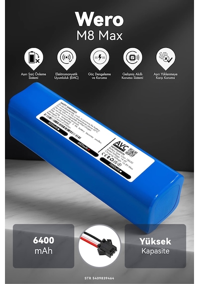 Wero M8 Max 6400mah Robot Süpürge Bataryası D.k