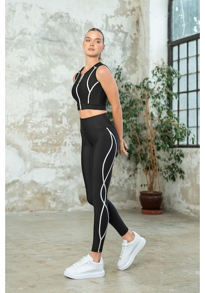 Dar Kesim Spor Toparlayıcı Vanves Fitness Tayt Siyah Renk 001