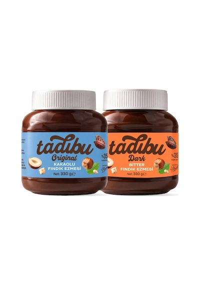 Abdurrahman Tatlıcı Tadıbu Bitterli Fındık Ezmesi + Kakaolu Fındık Ezmesi 2 x 330 G