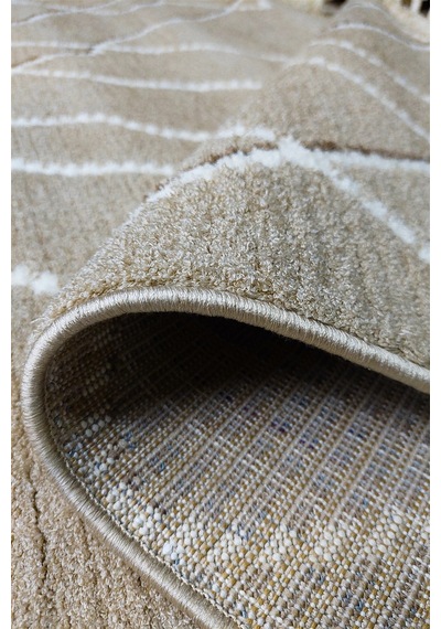 Bej - Beyaz Renkli Soft Iskandinav Peluş Dokulu Makine Halısı-693