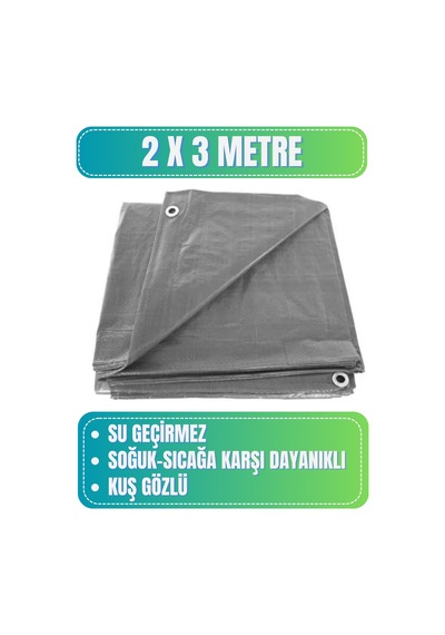 Evkar 2x3 Metre Su Geçirmez Pullu Çadır Branda Tente Yağmurluk Gölgelik 2x3m - Gri