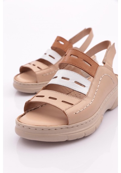 Dgn 326 Kadin Cirtli Sandalet 326-2132-R7531 Bej